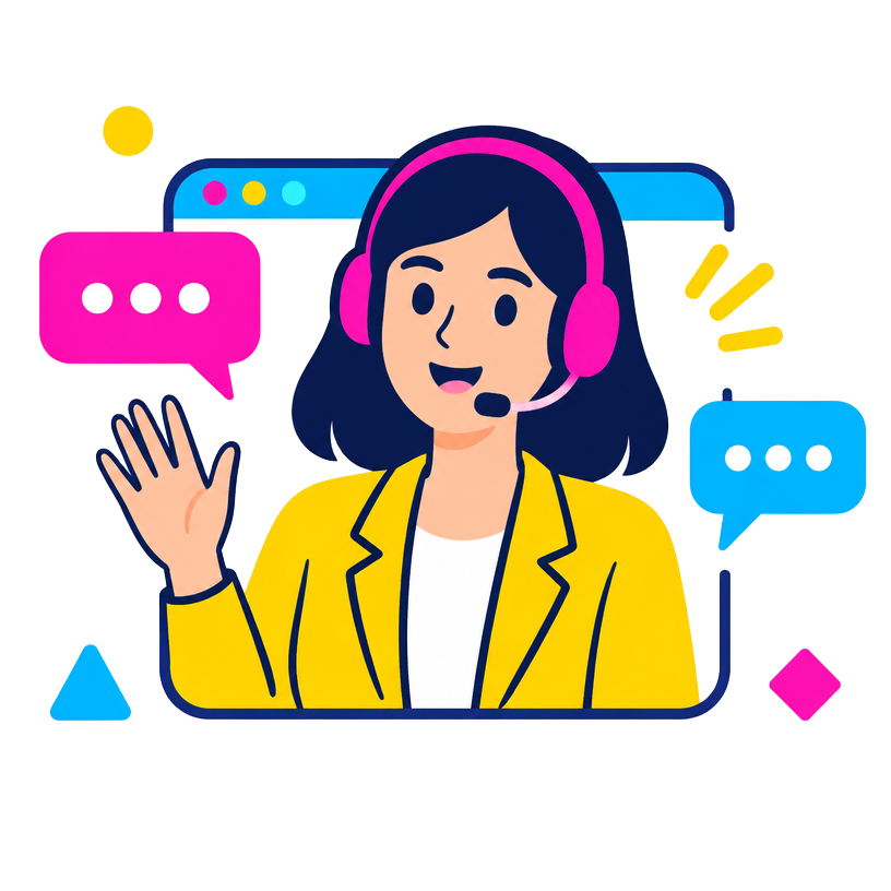 Support agent waving inside a chat window